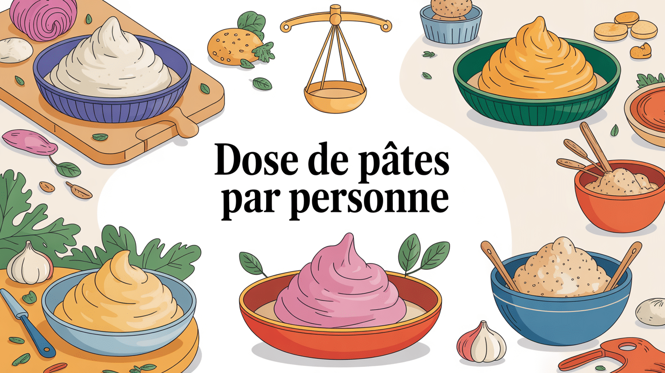 dose de pate par personne en image avec balance et ustensiles