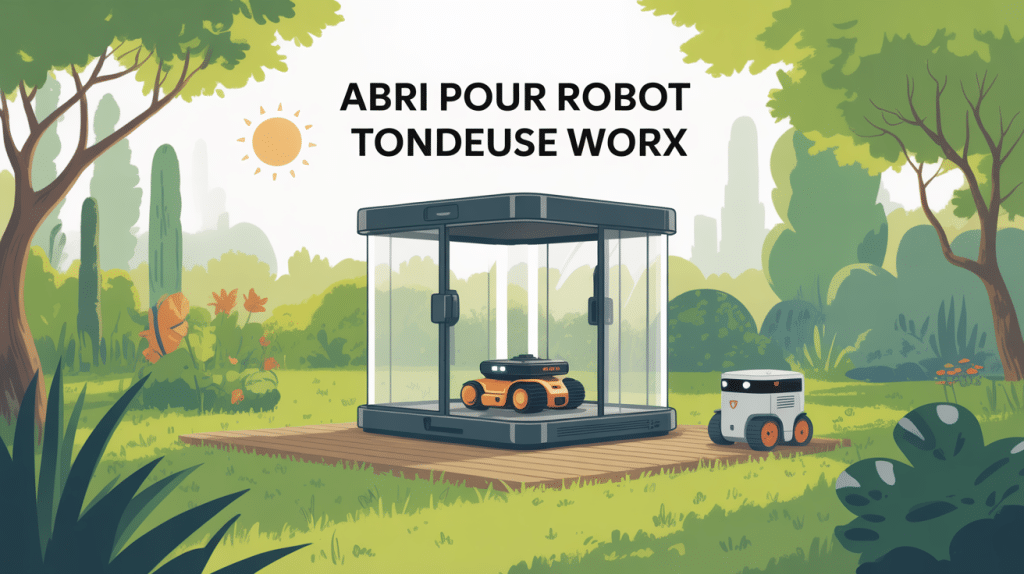 fabriquer abri robot tondeuse Worx illustration jardin lumineux