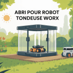 fabriquer abri robot tondeuse Worx illustration jardin lumineux