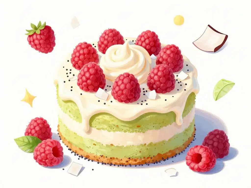 gateau citron vert avec fruits et glaçage