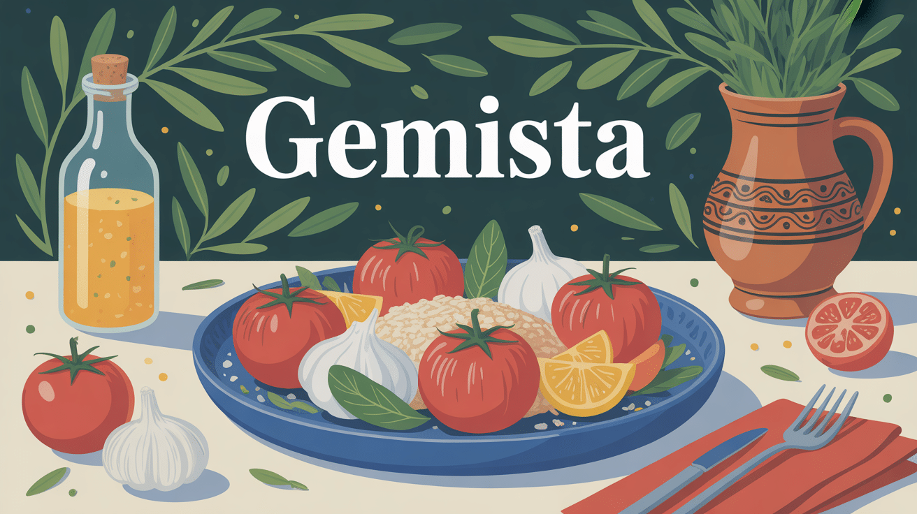 gemista tomates poivrons farcis sur table été