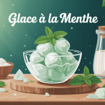 Illustration glace à la menthe maison, ingrédients et coupe