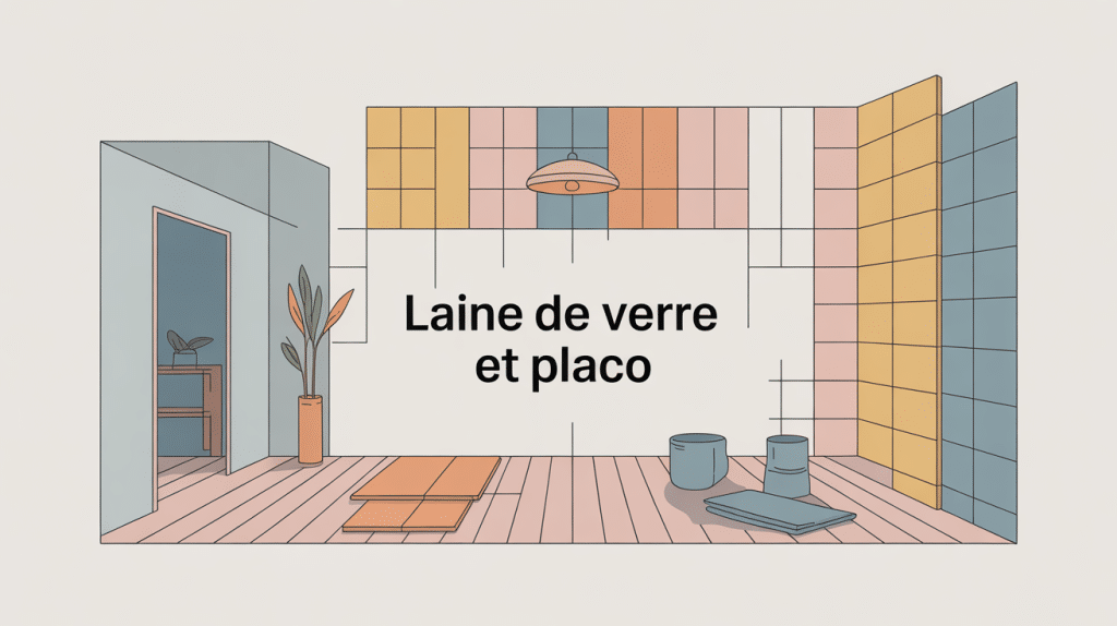 coupe mur avec laine de verre et placo