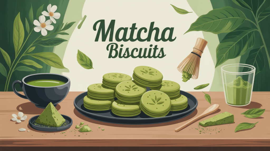 matcha biscuits sablés verts sur table raffinée