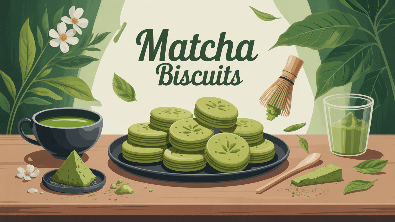 matcha biscuits sablés verts sur table raffinée