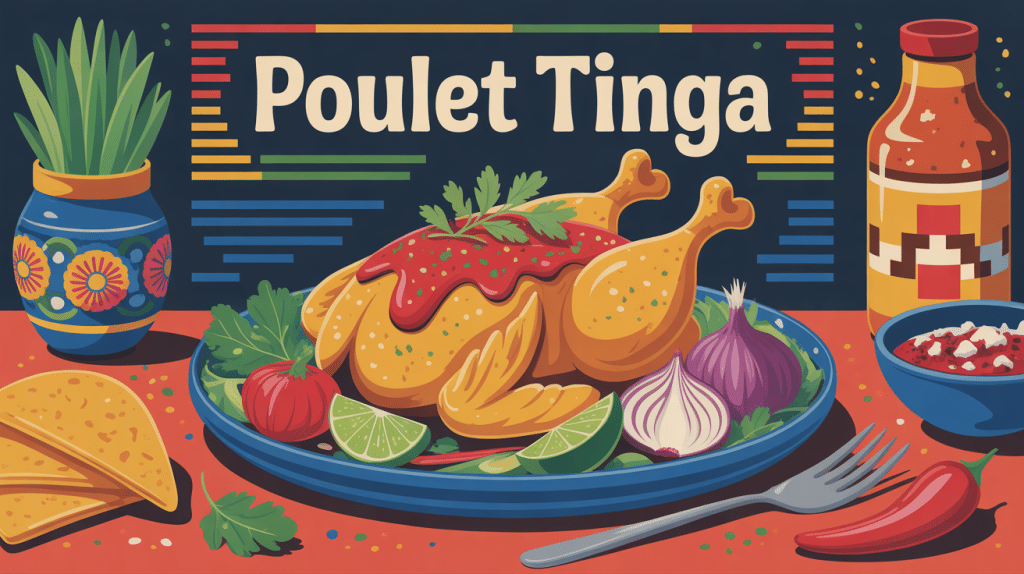 Poulet tinga traditionnel sur assiette mexicaine