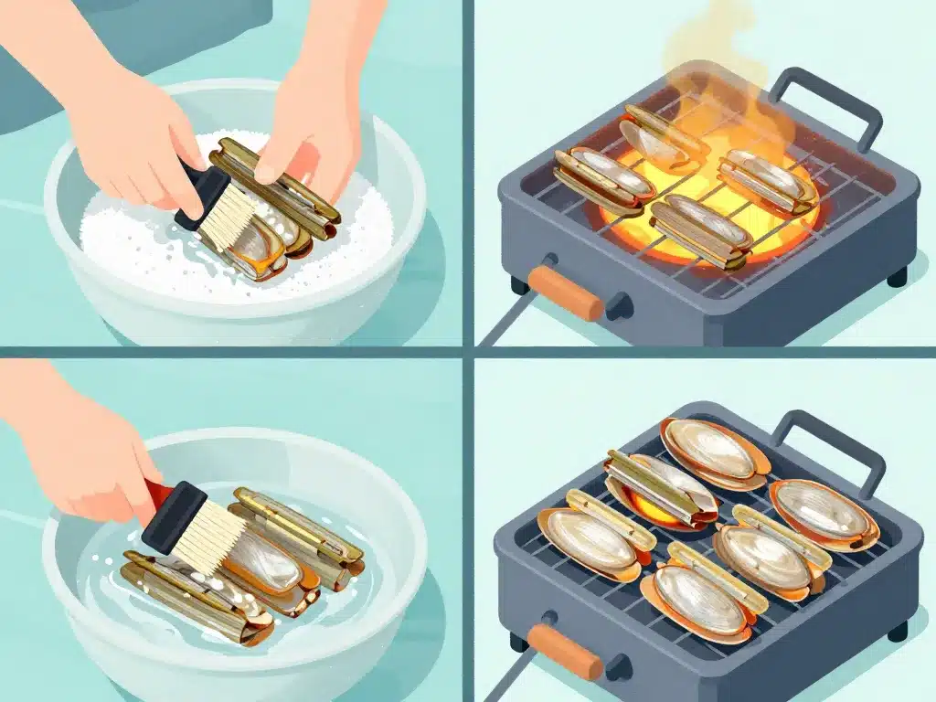 préparation navajas a la plancha nettoyage