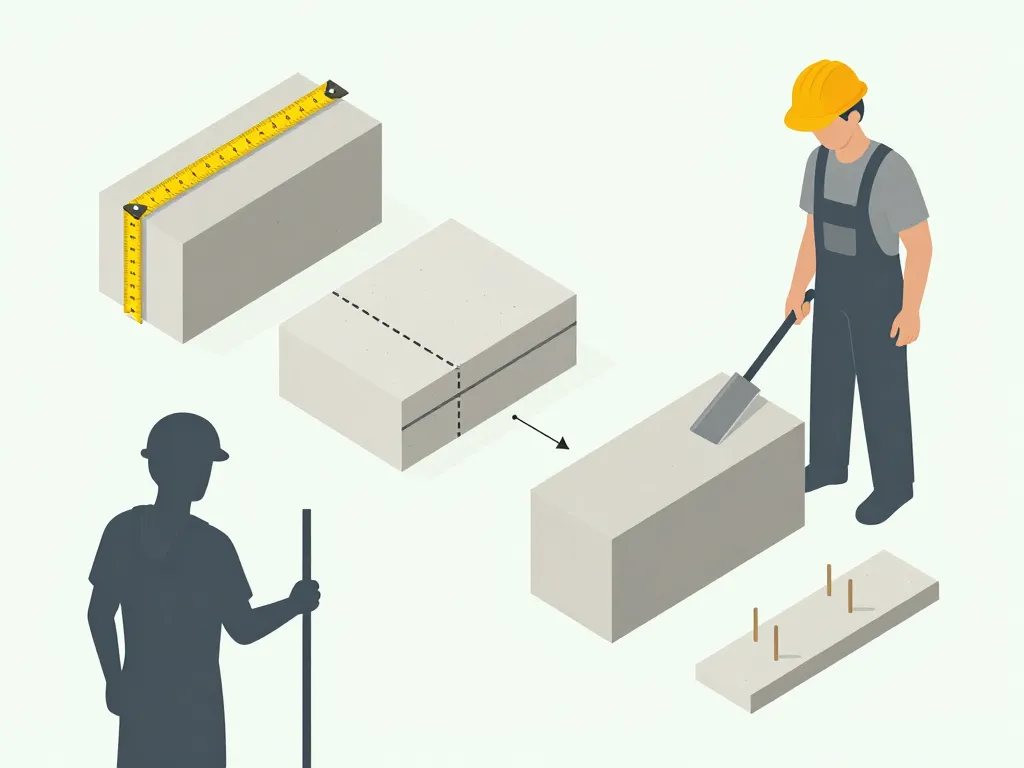 Préparation et mesure bloc pour couper du béton cellulaire