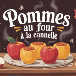 Illustration pommes au four cannelle dessert familial automne