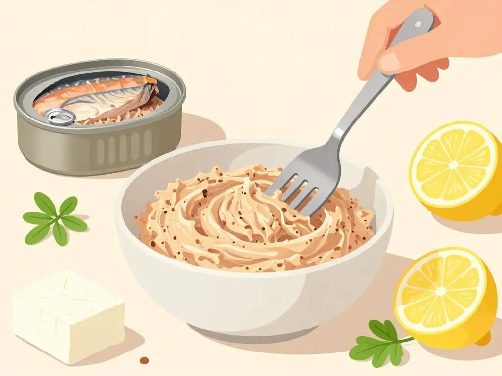 Étapes recette rillettes de thon fromage blanc