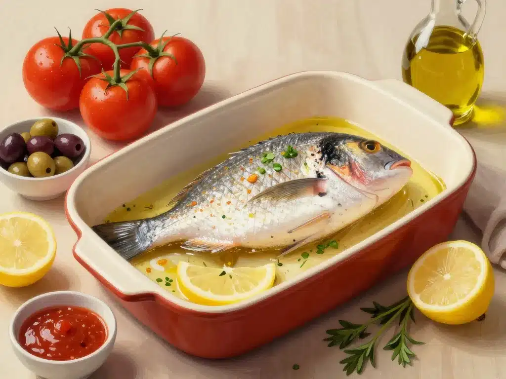 sauce dorade au four avec ingrédients