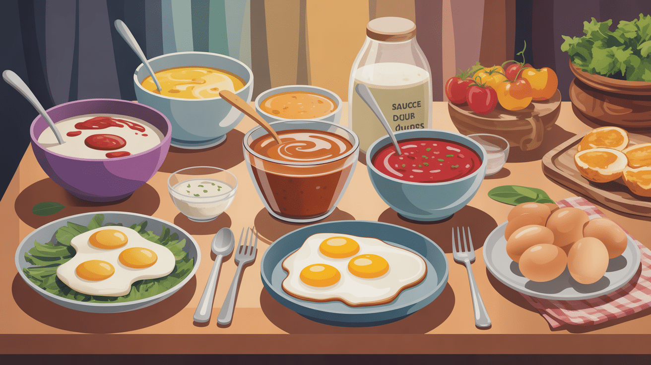 sauces et oeufs durs présentation élégante