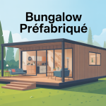 illustration bungalow préfabriqué moderne et modulaire