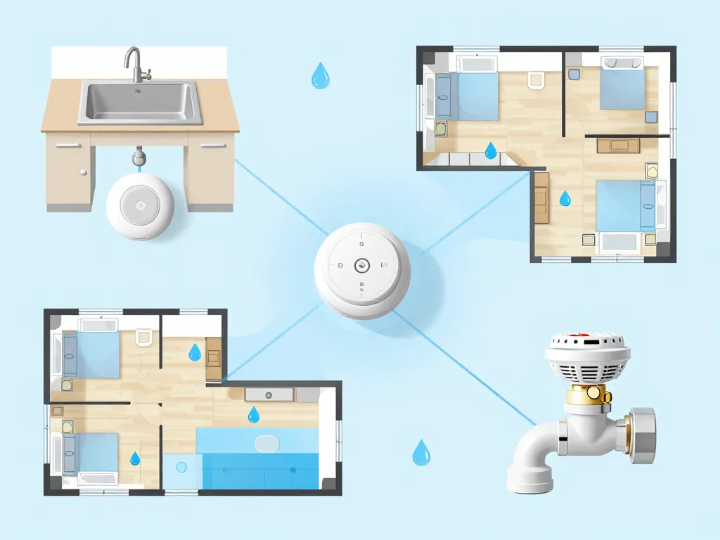 Schéma des différents détecteurs de fuites d eau dans une maison