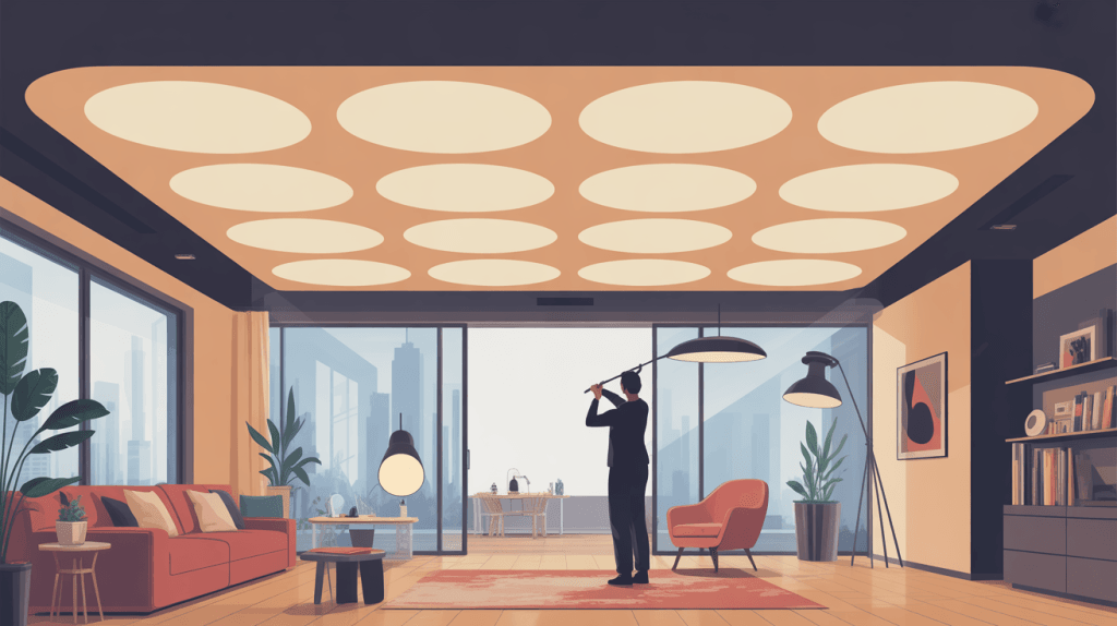 illustration luminaire faux plafond intérieur moderne