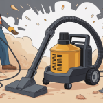 Scène dynamique avec meilleur aspirateur de chantier professionnel gravats et poussières
