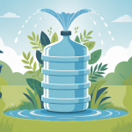 Illustration récupérateur d'eau 1000L dans jardin moderne