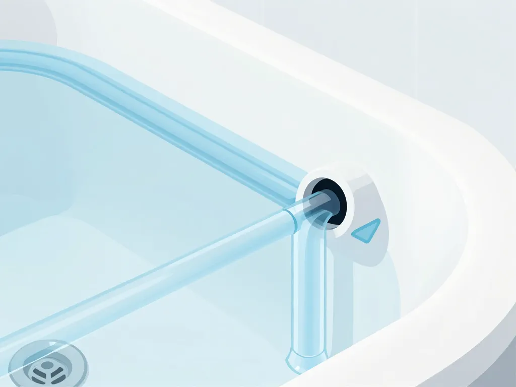 Coupe explicative trop plein baignoire en fonctionnement