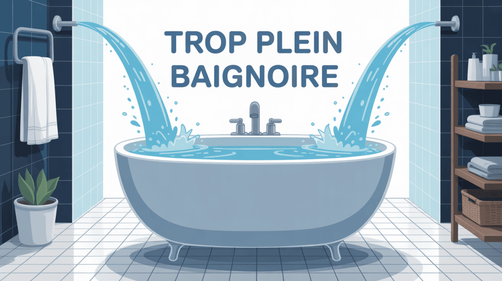 Illustration trop plein baignoire évitant débordement