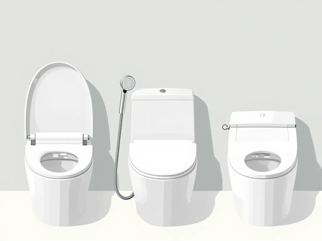 Trois systèmes bidet toilet bidet côte à côte