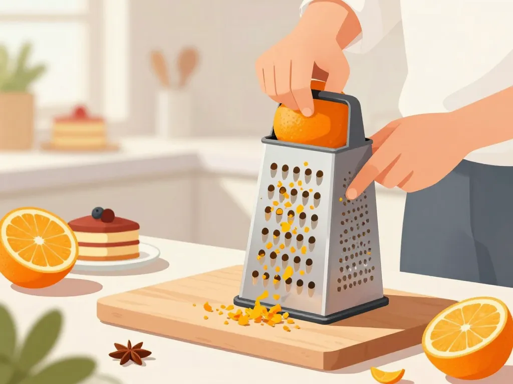 zeste d orange râpé en cuisine scène dynamique