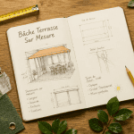 bache terrasse sur mesure croquis et échantillons