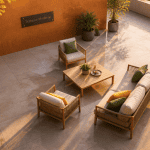Carrelage terrasse moderne avec mobilier design