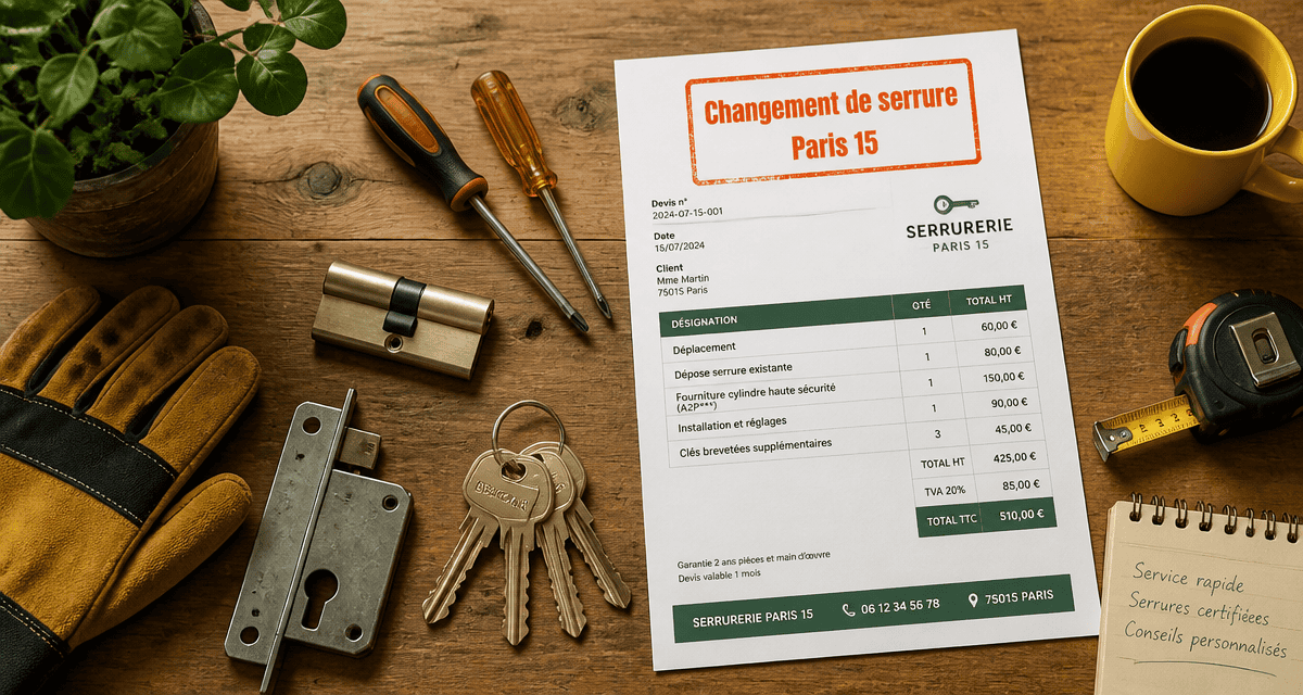 Changement serrure Paris 15 outils et devis