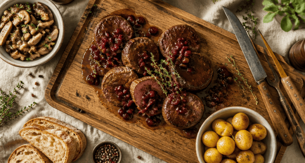 comment faire cuire du sanglier à la poêle médaillons sauce airelles