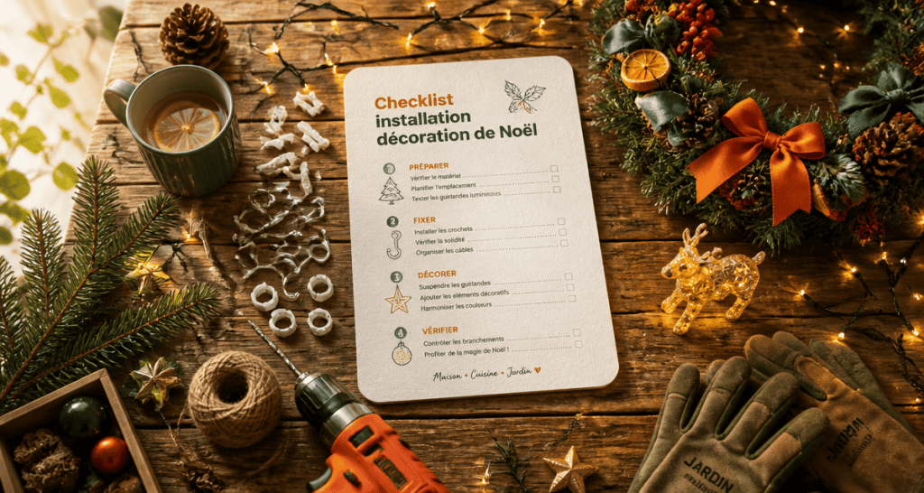 decoration noel exterieur installation checklist sur table
