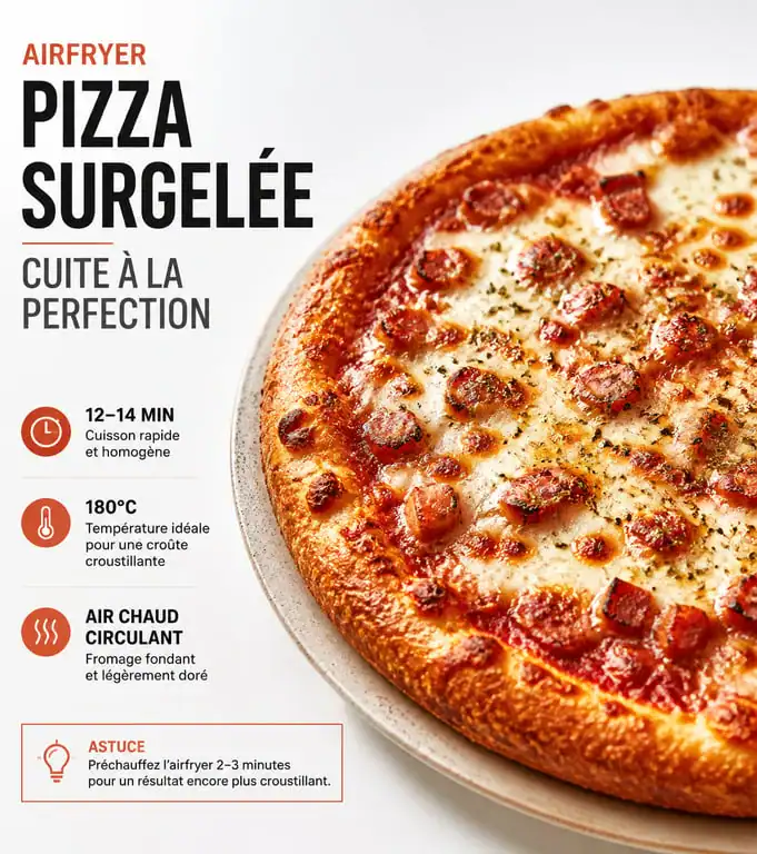 Pizza surgelée croustillante cuite à la perfection dans un airfryer
