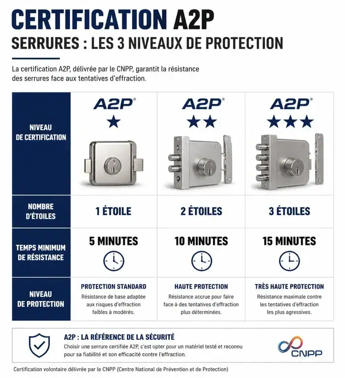 Niveaux de certification A2P pour le changement de serrure à Paris 15