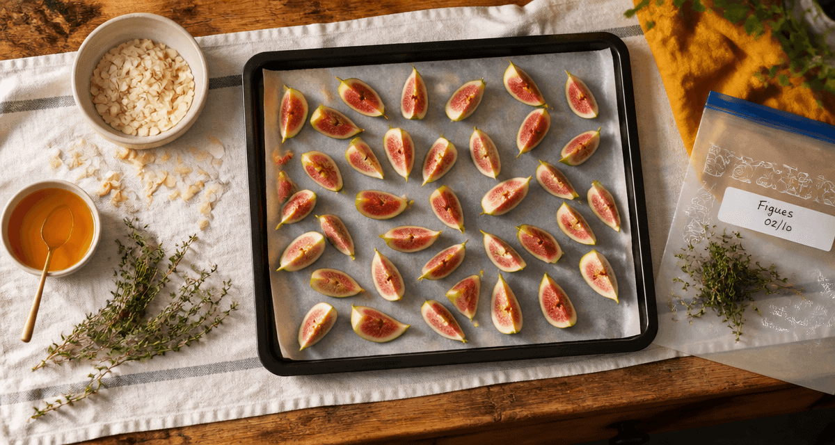 figues congelées sur plaque de cuisson