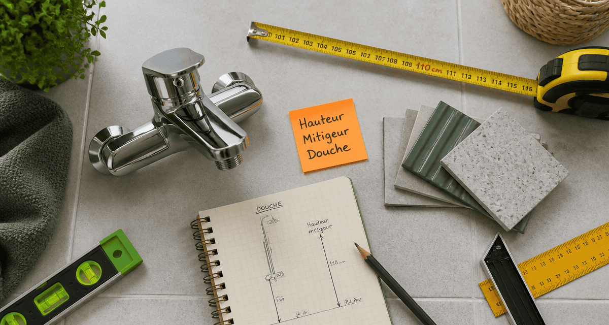 hauteur mitigeur douche sur plan de travail moderne