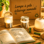 lampe à pile moderne sur table avec piles rechargeables