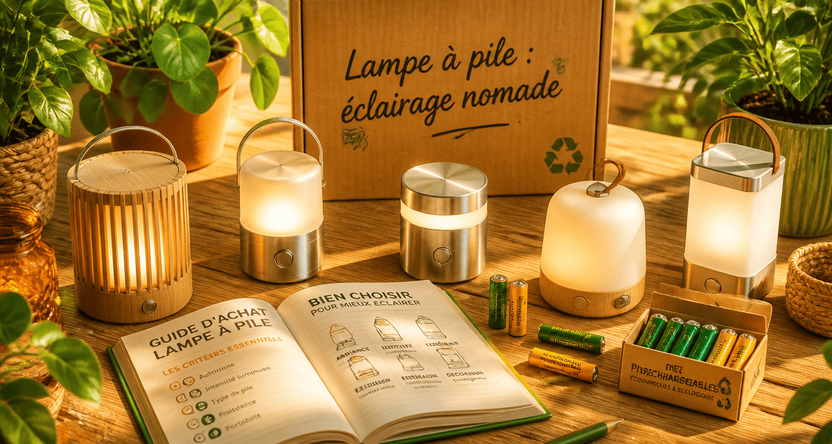 lampe à pile moderne sur table avec piles rechargeables