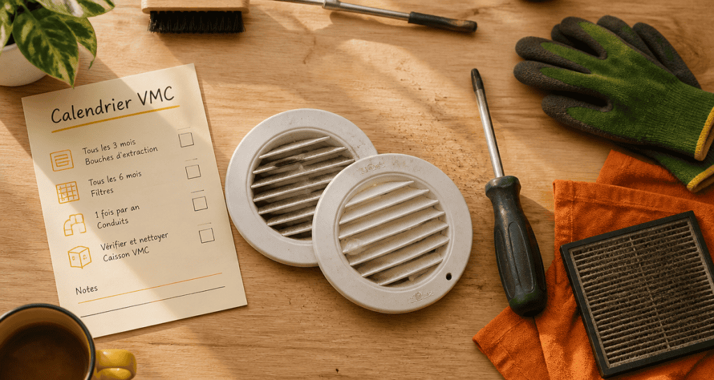 maintenance vmc outils et filtres sur plan de travail