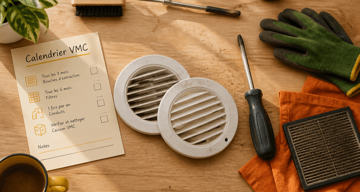maintenance vmc outils et filtres sur plan de travail