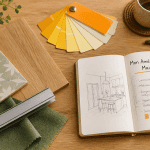 Mon amenagement maison flat lay materiaux deco