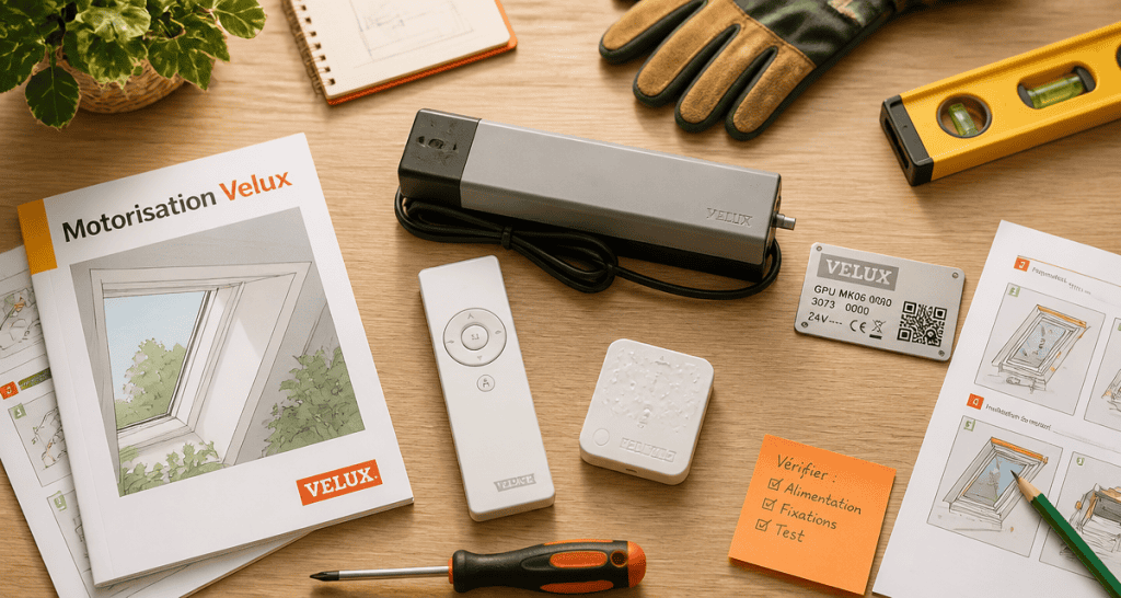 moteur electrique pour velux avec accessoires et outils
