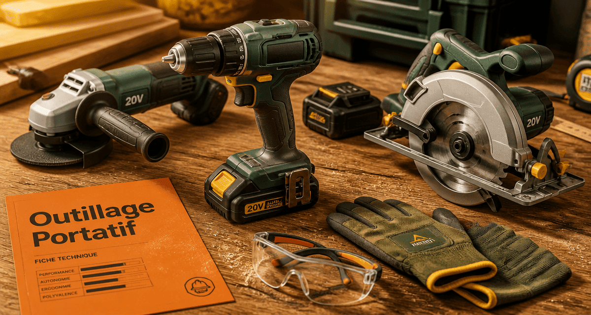 outillage portatif sur plan de travail atelier