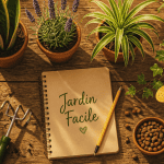 Outils et plantes pour jardinier facile sur table