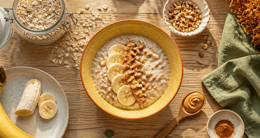 recette de porridge bol crémeux banane beurre de cacahuète