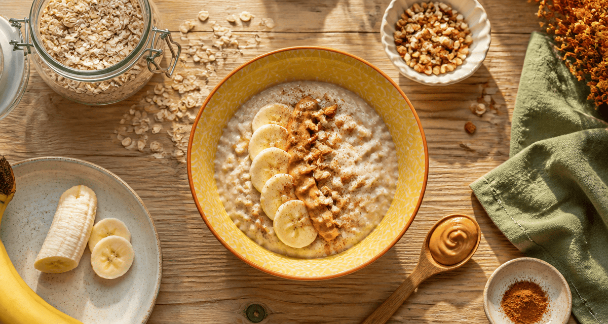 recette de porridge bol crémeux banane beurre de cacahuète