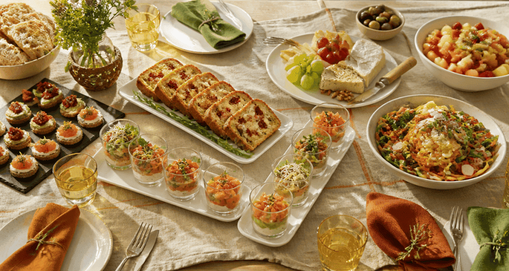 repas froid entre amis table buffet