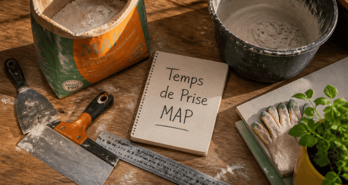 temps sechage map sur plan de travail avec outils