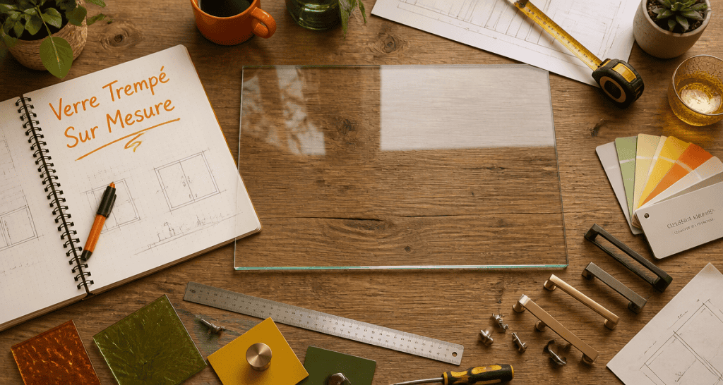 verre trempée sur mesure sur plan de travail