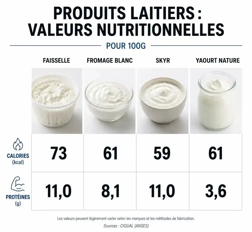 Comparatif nutritionnel : faisselle, fromage blanc, skyr et yaourt pour manger de la faisselle le soir