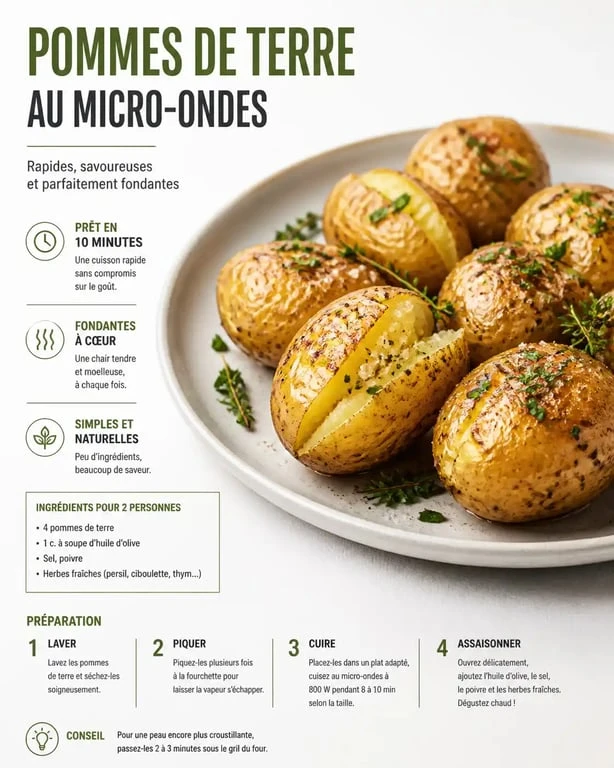 Pommes de terre cuites au micro-ondes avec des herbes fraîches