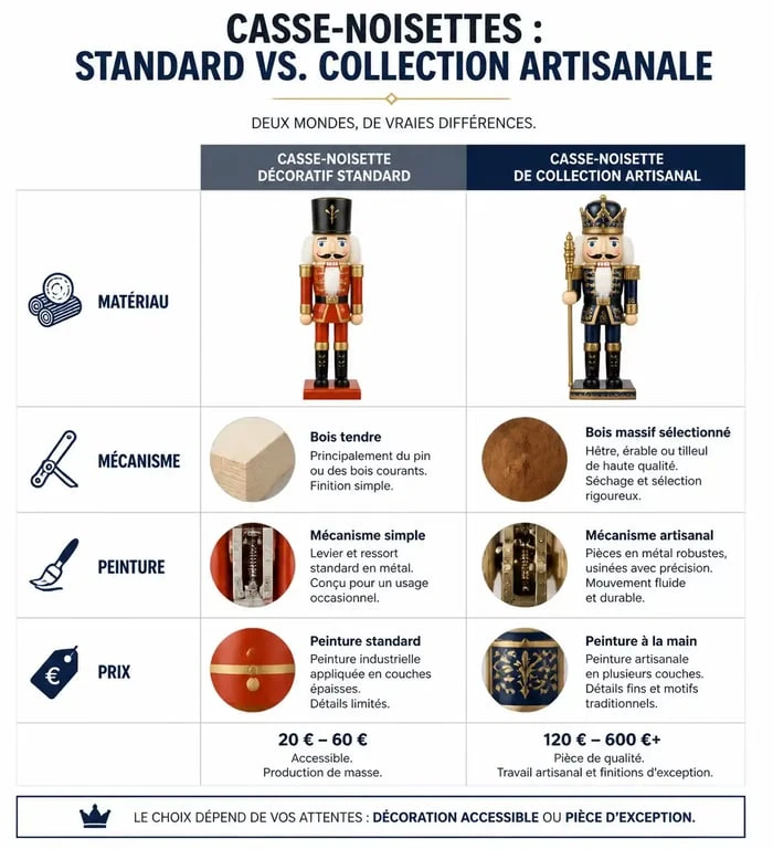 Comparatif casse-noisette noel : modèle standard vs modèle artisanal